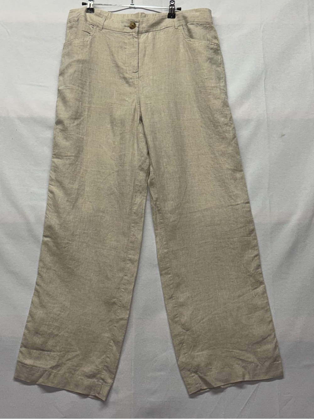 Chico's Light Beige Linen Blend Wide-Leg Pants 12
